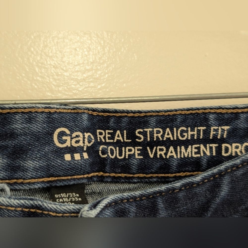 Gap Real Straight Dark Wash Denim Jeans Women’s 16 / 33R Clean Girl - Picture 5 of 5